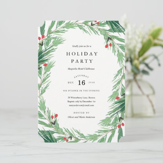 Kerstfeest Uitnodiging met Misteletoe (Staand voorkant)