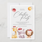 Kerstfeest Uitnodiging met Mooie Kerst Dieren (Voorkant)