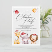 Kerstfeest Uitnodiging met Mooie Kerst Dieren (Staand voorkant)