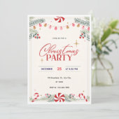 Kerstfeest uitnodiging met pepermunt  (Staand voorkant)