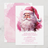 Kerstfeest uitnodiging met Roze Kerstman (Voorkant / Achterkant)