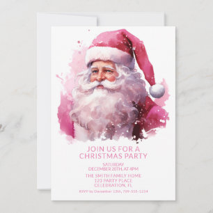 Kerstfeest uitnodiging met Roze Kerstman