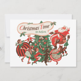Kerstfeest uitnodiging met vintage Sinterklaas