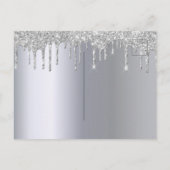 Kerstfeest uitnodiging met zilver glinsterende bom (Achterkant)