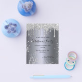 Kerstfeest uitnodiging met zilver glitters budget flyer (Enkel)