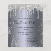 Kerstfeest uitnodiging met zilveren glitters op bu (Voorkant)
