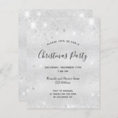 Kerstfeest uitnodiging met zilveren glitters op ee (Voorkant / Achterkant)