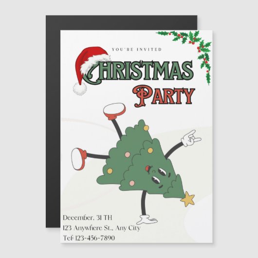 Kerstfeest Uitnodiging Moderne Groene Kerstmis Magnetische Uitnodiging (Voorkant / Achterkant)