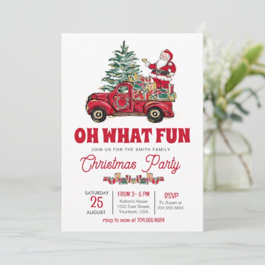 Kerstfeest uitnodiging, Oh wat leuk uitnodigen Kaart (Staand voorkant)