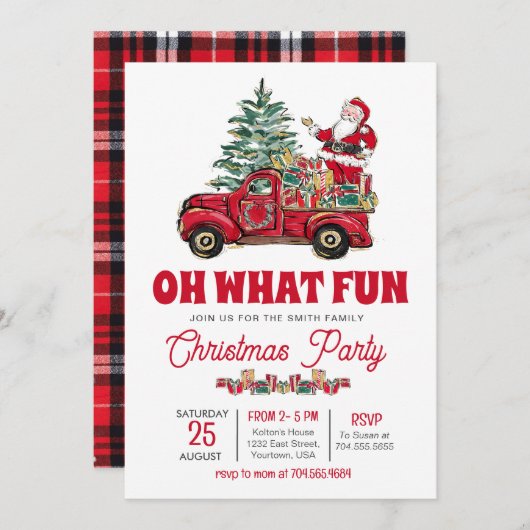 Kerstfeest uitnodiging, Oh wat leuk uitnodigen Kaart (Voorkant / Achterkant)