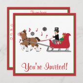 Kerstfeest Uitnodiging Paard-en-Slee (Voorkant / Achterkant)