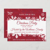 Kerstfeest Uitnodiging Red Rustic Snowflake (Voorkant / Achterkant)