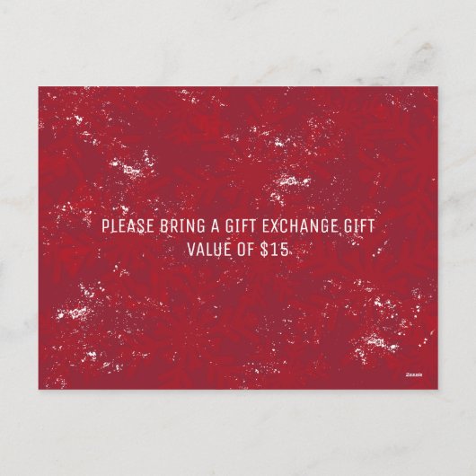 Kerstfeest Uitnodiging Red Rustic Snowflake (Achterkant)