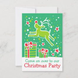 Kerstfeest uitnodiging rendieren groen rood
