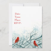 Kerstfeest Uitnodiging Rode Kardinaal Vogels (Achterkant)
