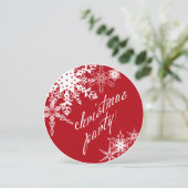 Kerstfeest! Uitnodiging, rood met sneeuwvlokken Kaart (Staand voorkant)