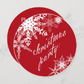 Kerstfeest! Uitnodiging, rood met sneeuwvlokken Kaart (Voorkant / Achterkant)