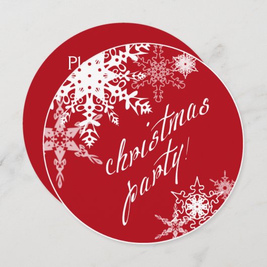 Kerstfeest! Uitnodiging, rood met sneeuwvlokken Kaart (Voorkant / Achterkant)