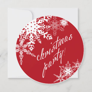 Kerstfeest! Uitnodiging, rood met sneeuwvlokken Kaart
