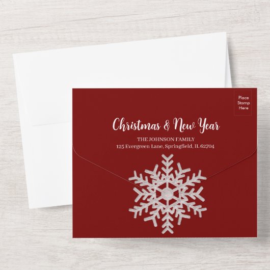 Kerstfeest Uitnodiging_rood&wit All In One Uitnodiging (Achterkant)