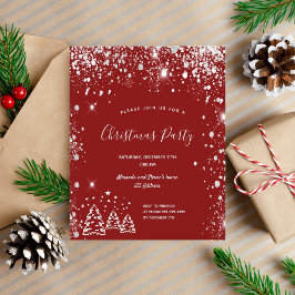 Kerstfeest uitnodiging rood zilver budget flyer