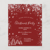 Kerstfeest uitnodiging rood zilver budget flyer (Voorkant)