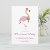 Kerstfeest Uitnodiging Roze Flamingo (Staand voorkant)