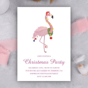 Kerstfeest Uitnodiging Roze Flamingo