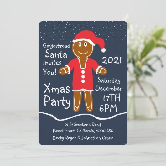 Kerstfeest uitnodiging Sinterklaas in peperkoek vo (Staand voorkant)