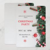 Kerstfeest Uitnodiging Snoeprietje Groene Decorati (Voorkant / Achterkant)