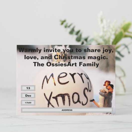 Kerstfeest uitnodiging template (Staand voorkant)