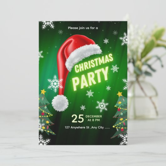 Kerstfeest Uitnodiging Template (Staand voorkant)