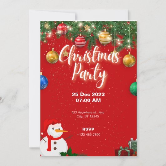 Kerstfeest Uitnodiging Vakantie Party (Voorkant)