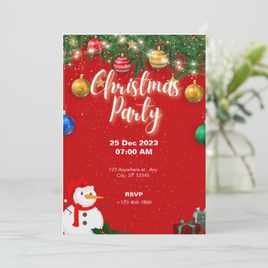 Kerstfeest Uitnodiging Vakantie Party (Staand voorkant)