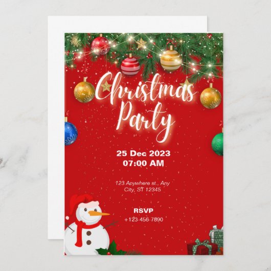 Kerstfeest Uitnodiging Vakantie Party (Voorkant / Achterkant)