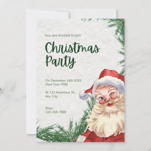 Kerstfeest Uitnodiging Vakantie Party (Voorkant)