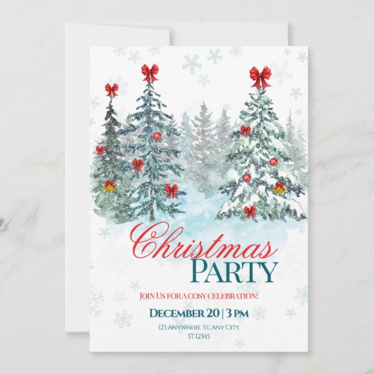 Kerstfeest Uitnodiging | Vakantie Viering (Voorkant)