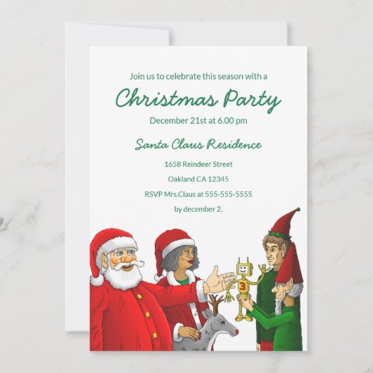 Kerstfeest uitnodiging van de Kerstman (Voorkant)
