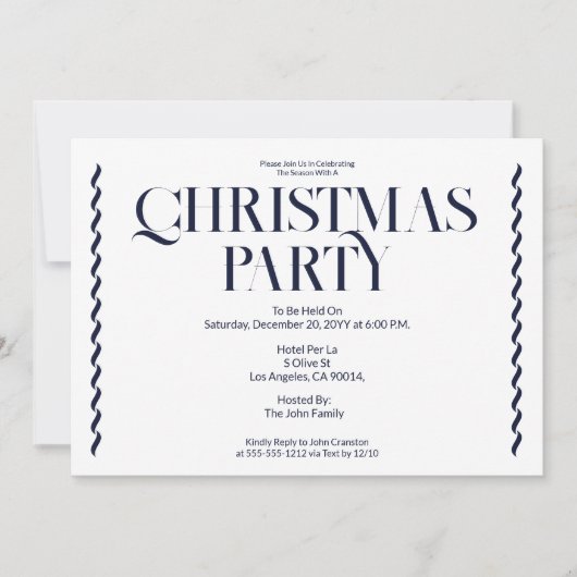 Kerstfeest Uitnodiging Vintage Elegant blauw (Voorkant)