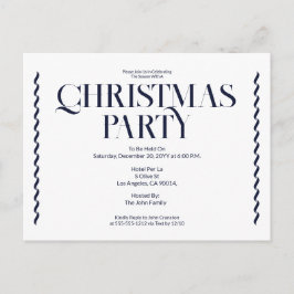 Kerstfeest Uitnodiging Vintage Elegant blauw