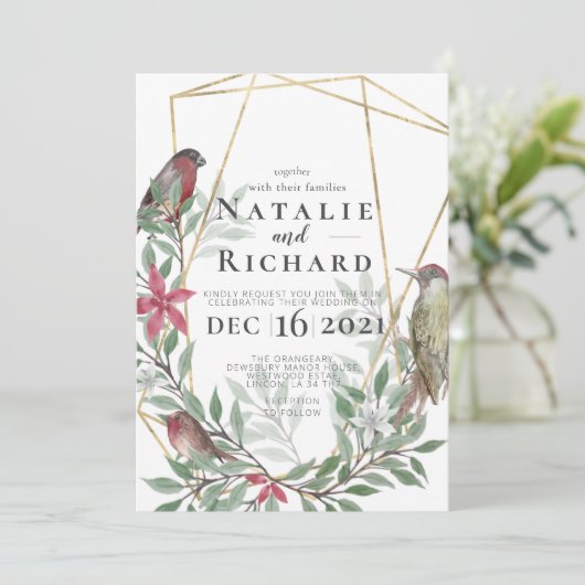 Kerstfeest-uitnodiging voor bruiloft kaart (Staand voorkant)