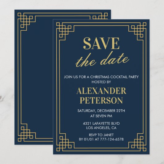 Kerstfeest Uitnodiging voor cocktailparty Save the (Voorkant / Achterkant)