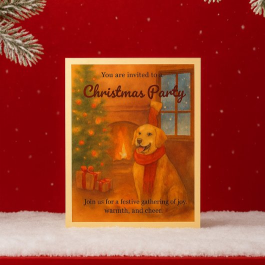 Kerstfeest Uitnodiging voor Golden Retriever
