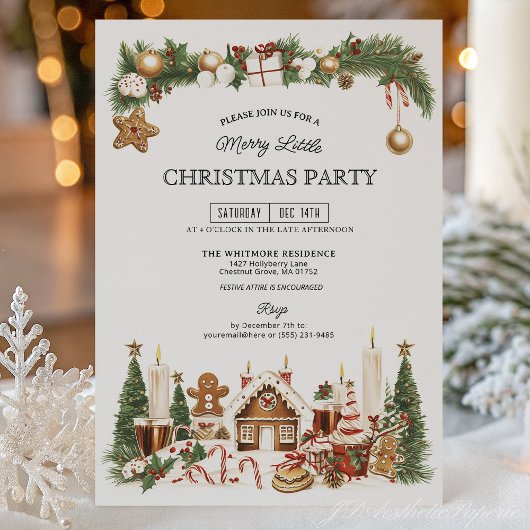 Kerstfeest uitnodiging voor peperkoek thema