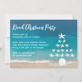 Kerstfeest Uitnodiging voor Strand met Zeesterrenb (Voorkant)