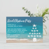 Kerstfeest Uitnodiging voor Strand met Zeesterrenb (Staand voorkant)