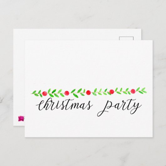 Kerstfeest Uitnodiging, waterverf kerst Briefkaart (Voorkant / Achterkant)