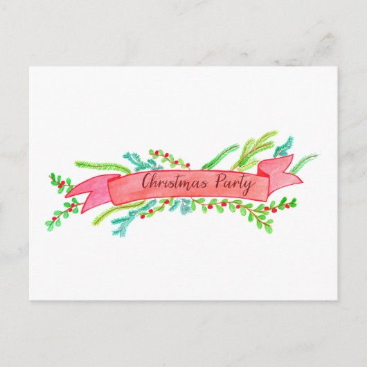 Kerstfeest Uitnodiging, waterverf kerst Briefkaart (Voorkant)