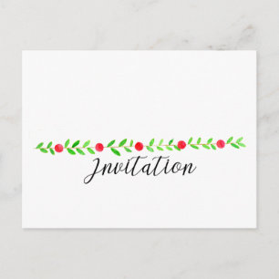 Kerstfeest Uitnodiging, waterverf kerst Briefkaart