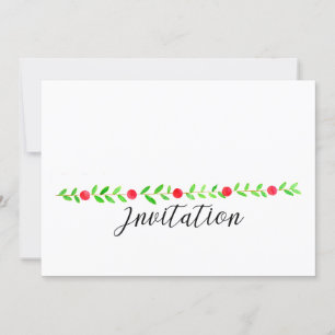 Kerstfeest Uitnodiging, waterverf kerst Kaart
